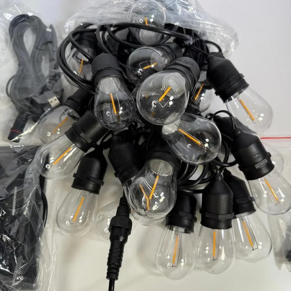 Artika Blaze 20 LED Bulb Outdoor Solar String Lights Matte Black, New open box